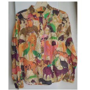 J.Crew  Ratti Safari Animal Print Popover Blouse
